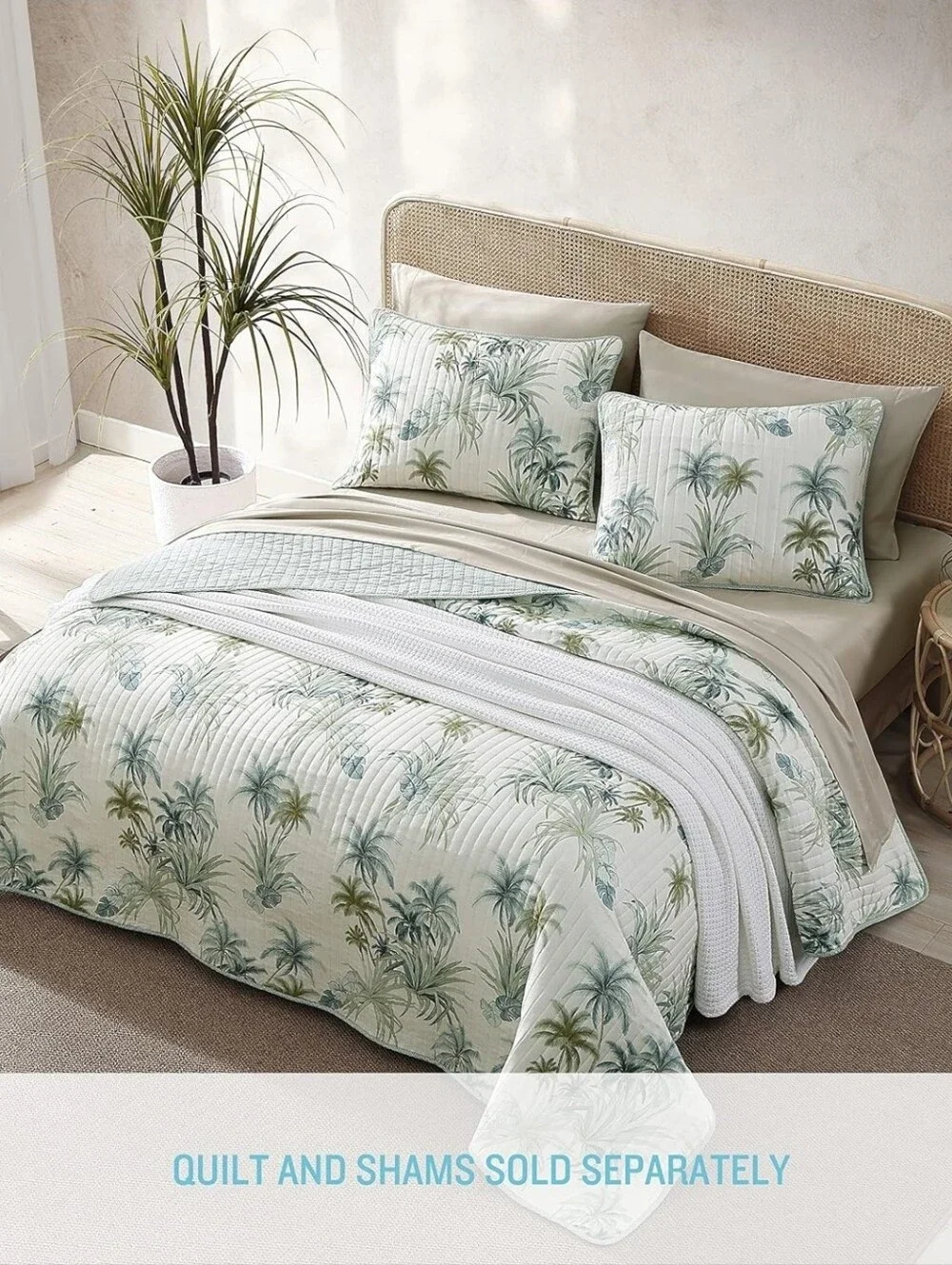 NEW! Tommy Bahama - Queen Quilt, Reversible, Serenity Palm Blue
